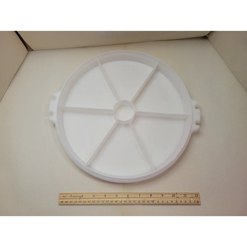 Vintage Tupperware Party Susan 405-1 White Divided Serving Tray with Lid 224-13